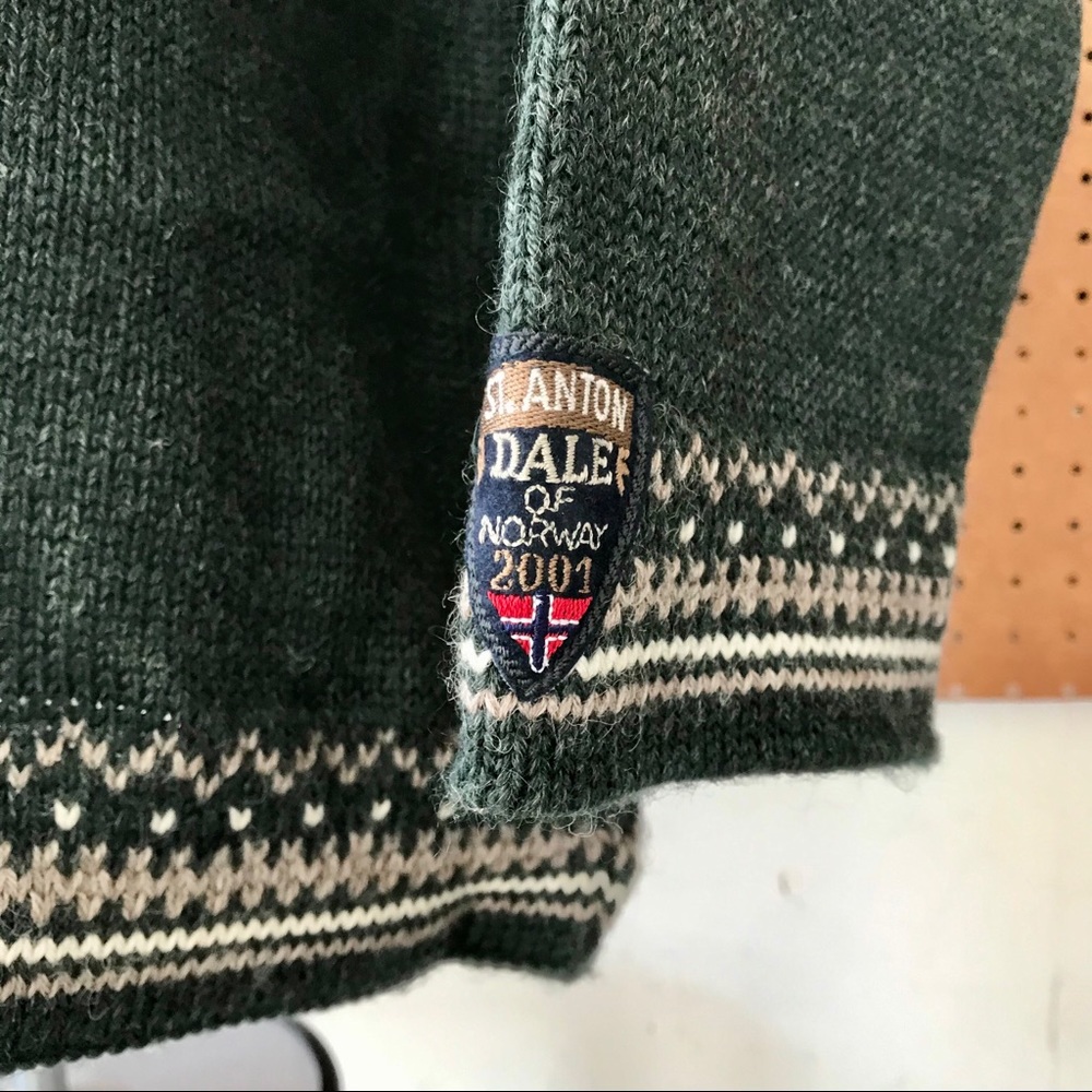 Dale of Norway Mens Green Fair Isle Wool Sweater - Picture 5 of 10